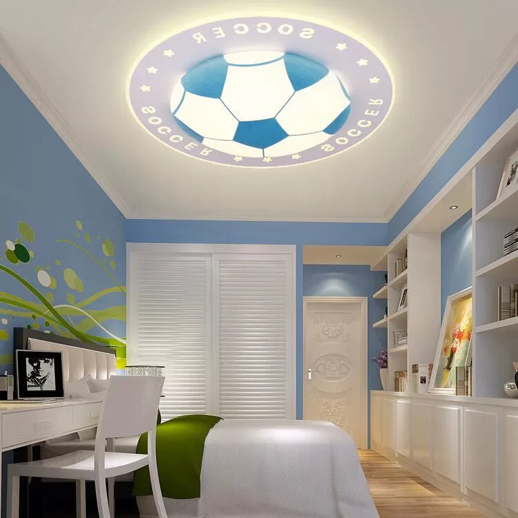 Stylish Acrylic Football Flush Ceiling Light for Study Room and Kitchen Sports Theme