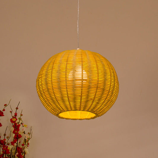 Handmade Rattan Pendant Lamp - Asian Style 1-Light Beige Ideal For Restaurants