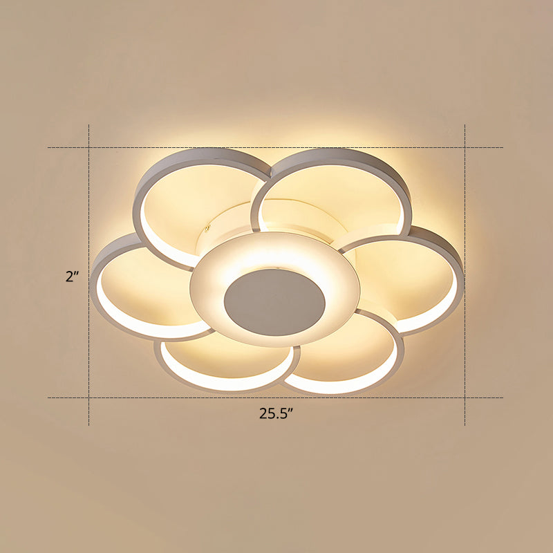 Minimalist White LED Sunflower Flushmount Ceiling Lamp for Bedroom