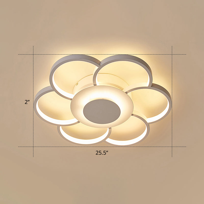 Minimalist White LED Sunflower Flushmount Ceiling Lamp for Bedroom