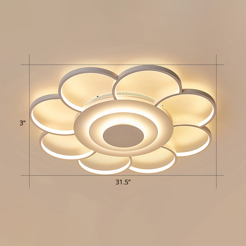 Minimalist White LED Sunflower Flushmount Ceiling Lamp for Bedroom