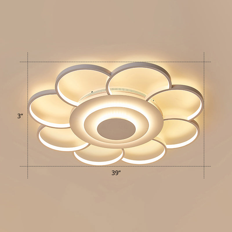 Minimalist White LED Sunflower Flushmount Ceiling Lamp for Bedroom