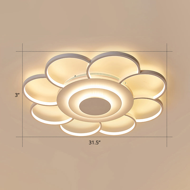 Minimalist White LED Sunflower Flushmount Ceiling Lamp for Bedroom