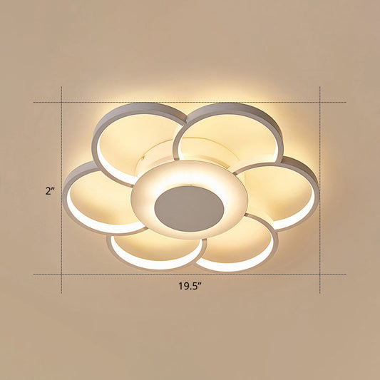 Minimalist White LED Sunflower Flushmount Ceiling Lamp for Bedroom