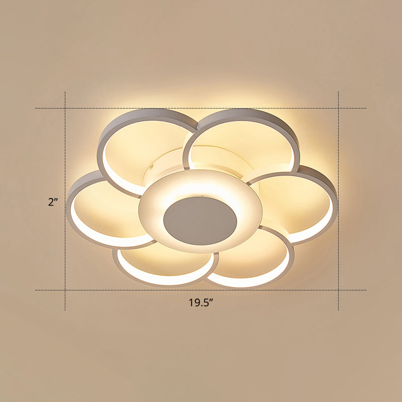 Minimalist White Led Sunflower Flushmount Ceiling Lamp For Bedroom / 19.5