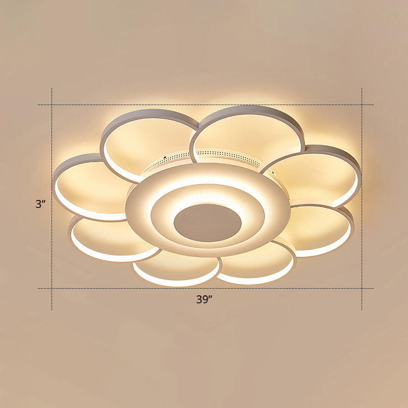 Minimalist White LED Sunflower Flushmount Ceiling Lamp for Bedroom