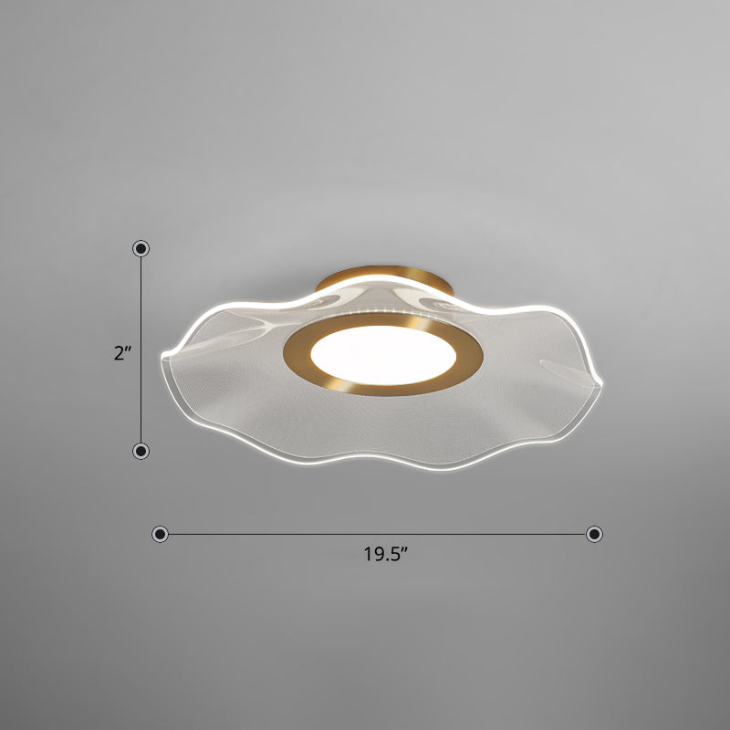 Lotus Leaf Acrylic Ceiling Light with Gold Finish and LED for Bedroom