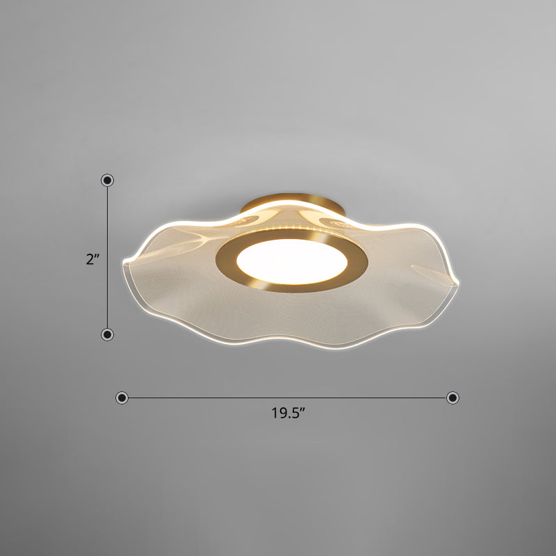 Lotus Leaf Acrylic Ceiling Light with Gold Finish and LED for Bedroom