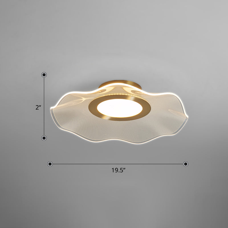 Lotus Leaf Acrylic Ceiling Light with Gold Finish and LED for Bedroom