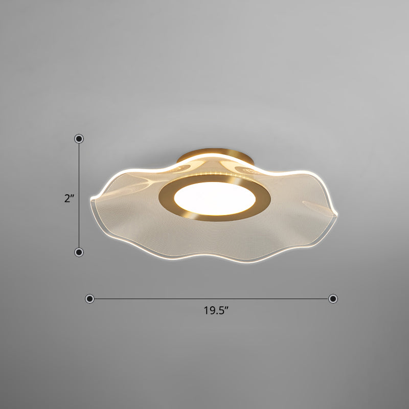 Lotus Leaf Acrylic Ceiling Light with Gold Finish and LED for Bedroom