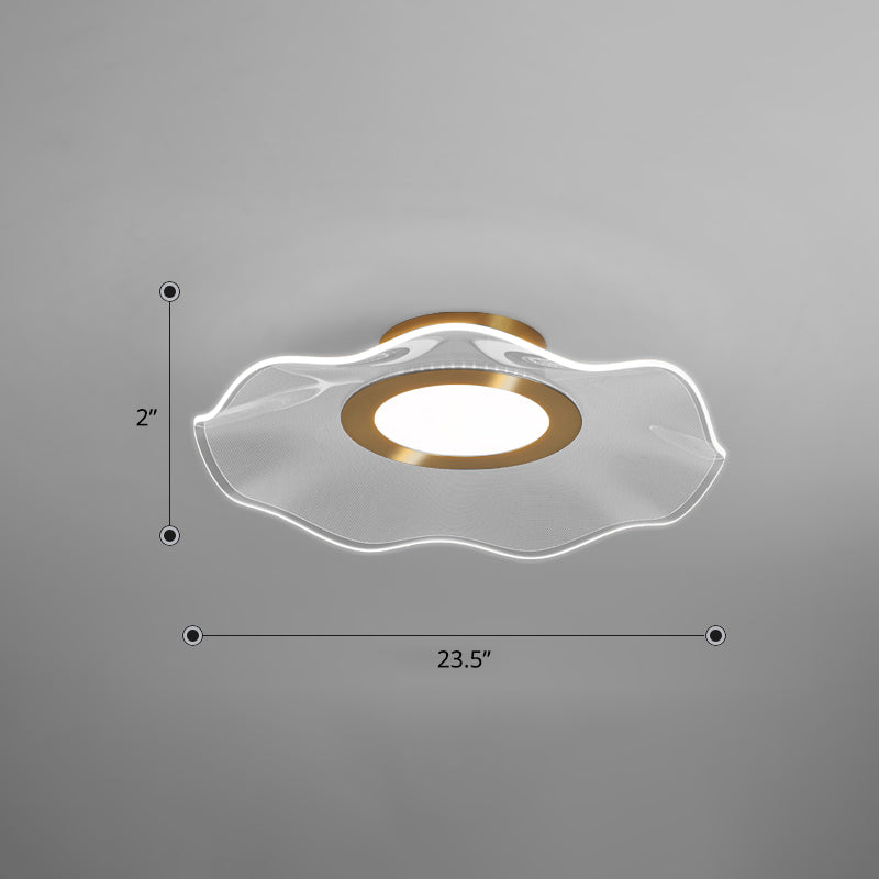 Lotus Leaf Acrylic Ceiling Light with Gold Finish and LED for Bedroom