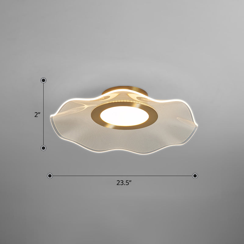 Lotus Leaf Acrylic Ceiling Light with Gold Finish and LED for Bedroom