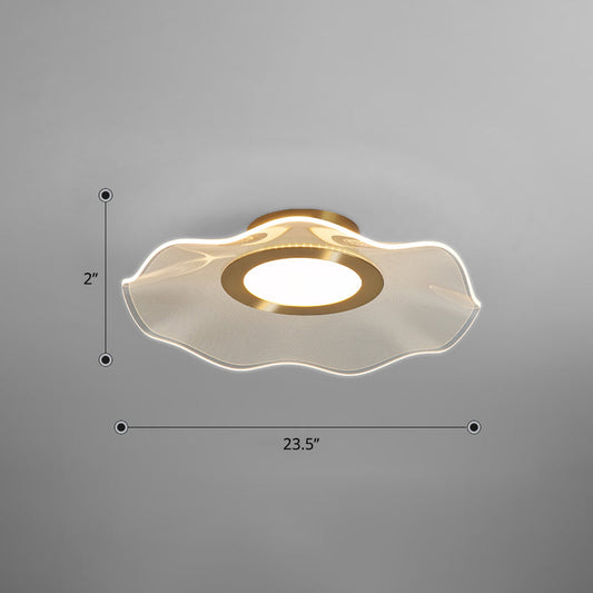 Lotus Leaf Acrylic Ceiling Light with Gold Finish and LED for Bedroom