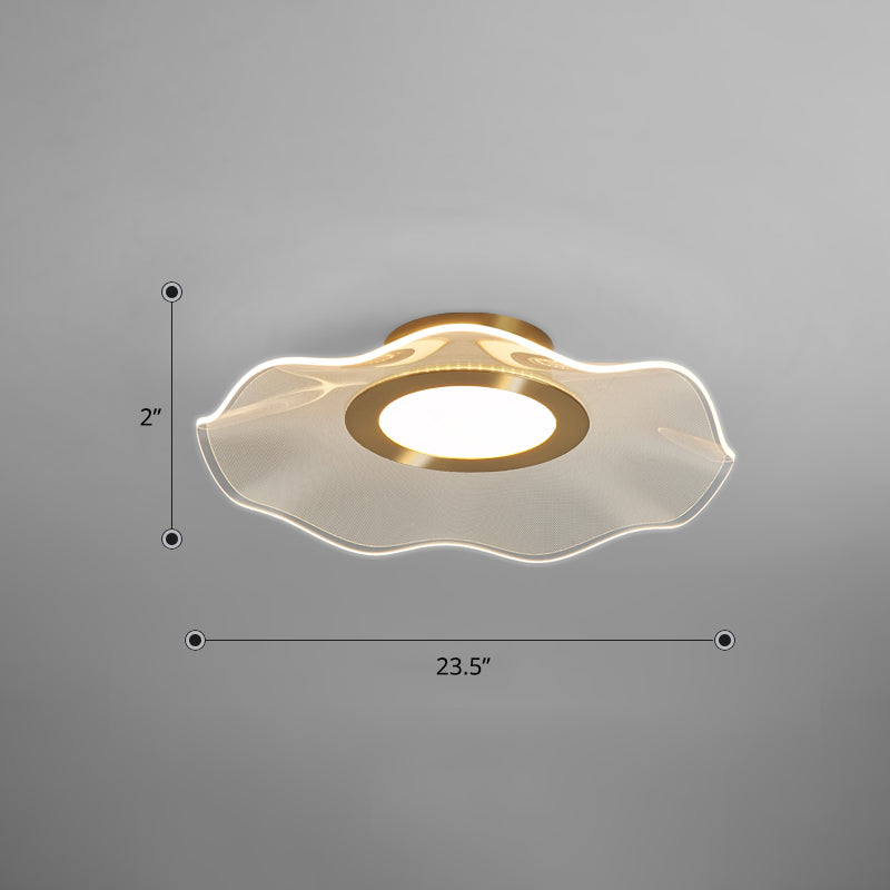 Lotus Leaf Acrylic Ceiling Light with Gold Finish and LED for Bedroom