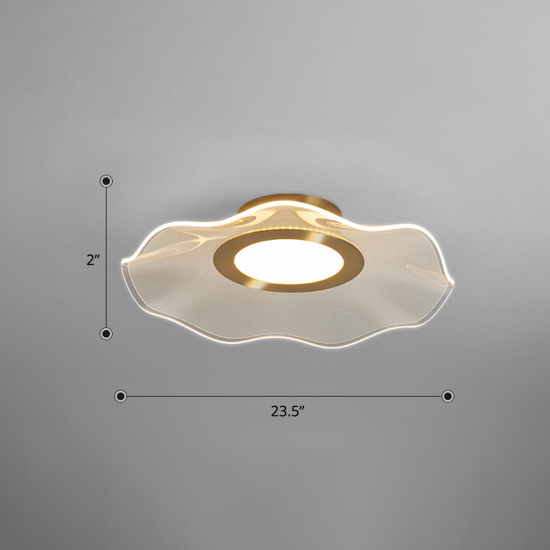 Lotus Leaf Acrylic Ceiling Light with Gold Finish and LED for Bedroom