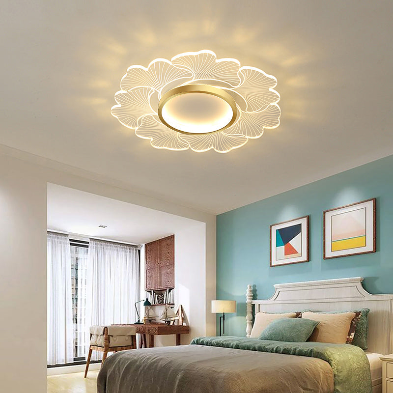 Plafonnier LED moderne en forme de fleur pour chambre à coucher - Montage encastré en acrylique