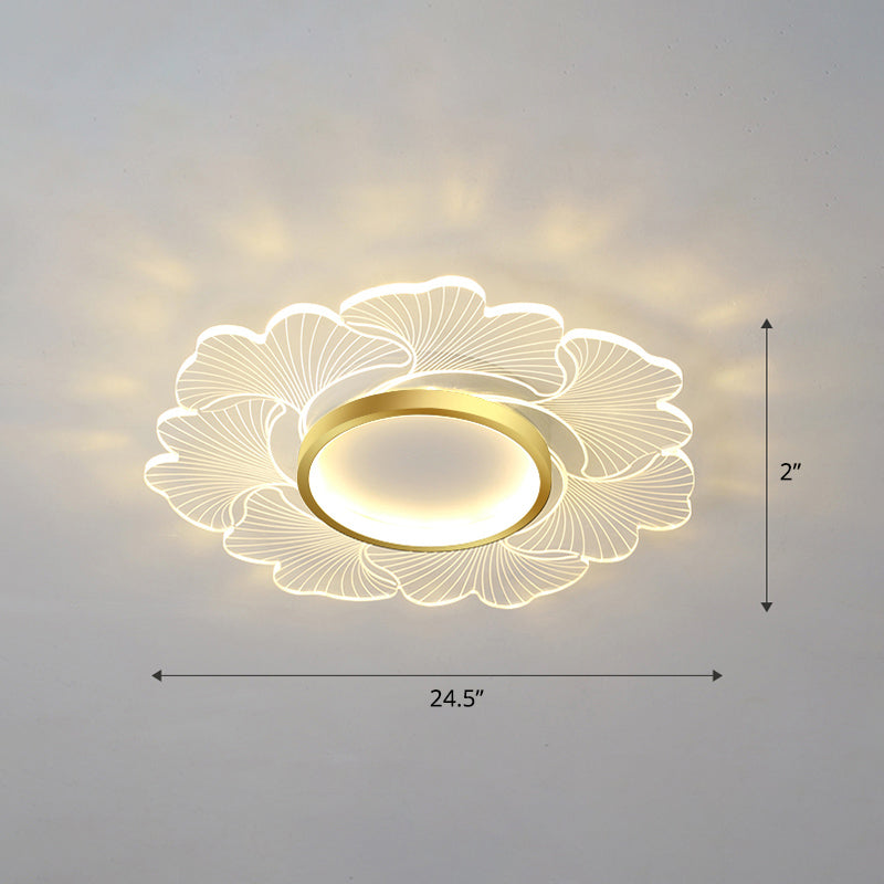 Plafonnier LED moderne en forme de fleur pour chambre à coucher - Montage encastré en acrylique