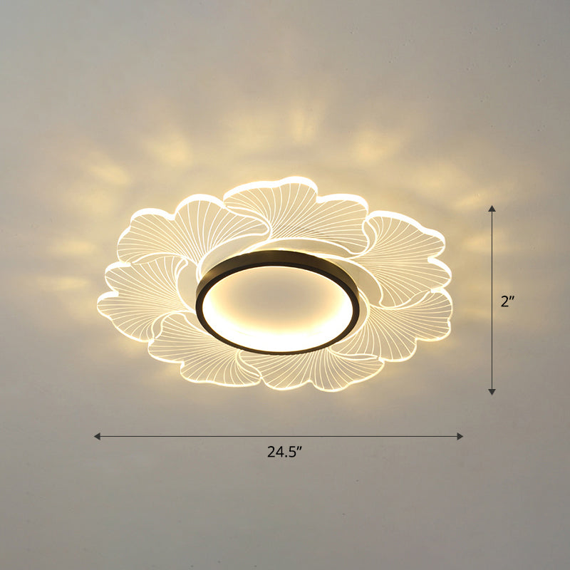 Plafonnier LED moderne en forme de fleur pour chambre à coucher - Montage encastré en acrylique