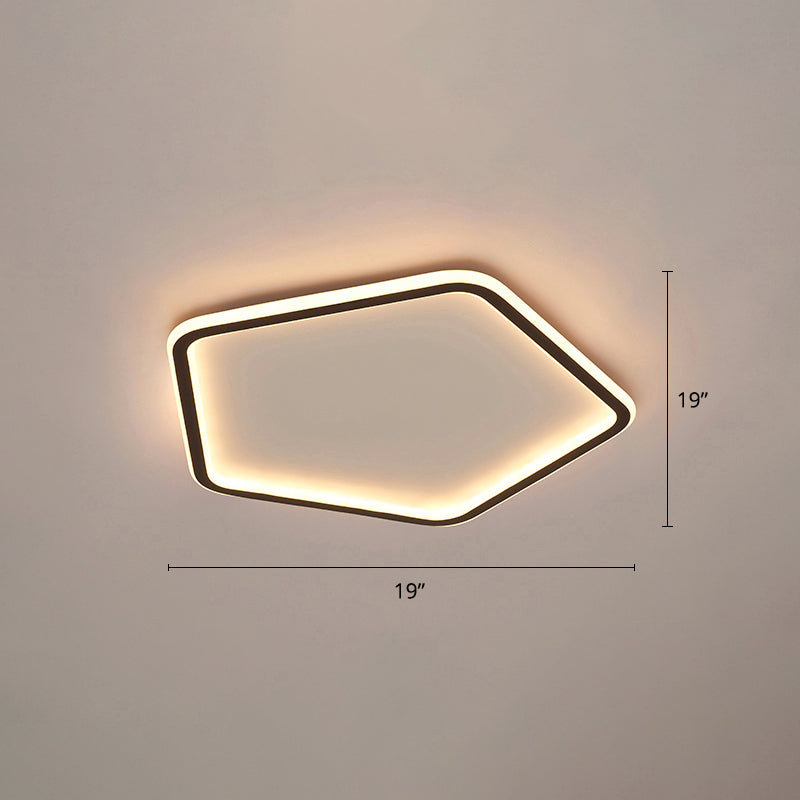 Modern Ultrathin Pentagon Led Ceiling Light For Minimalist Bedrooms In Black Aluminum - Flush Mount