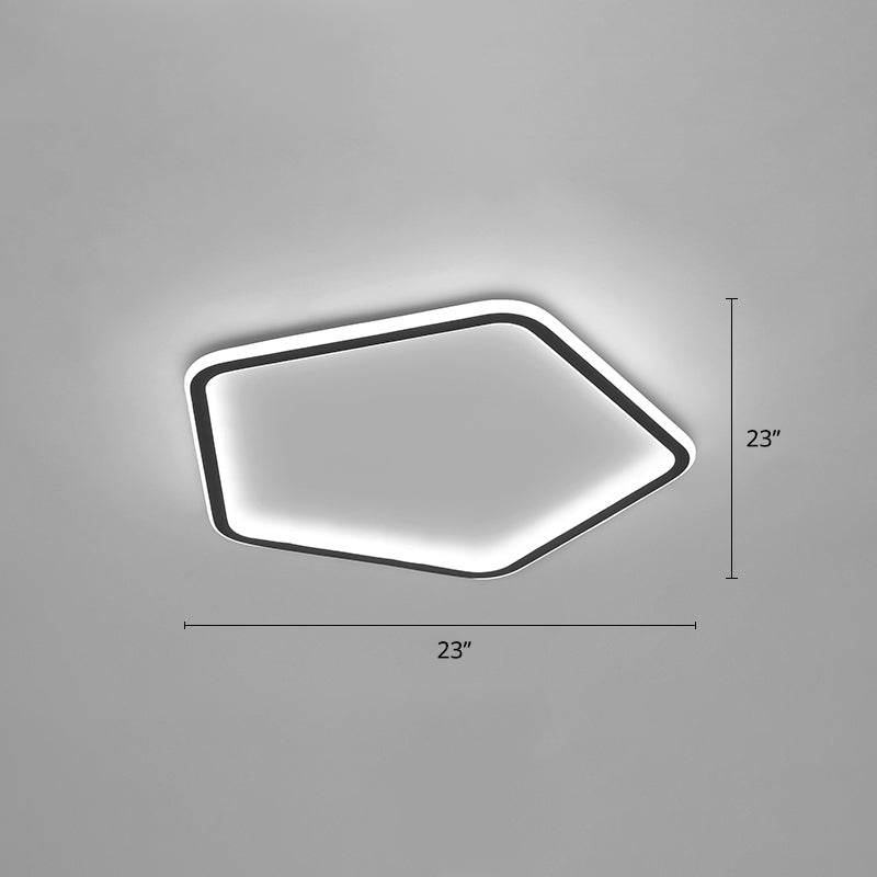 Modern Ultrathin Pentagon Led Ceiling Light For Minimalist Bedrooms In Black Aluminum - Flush Mount