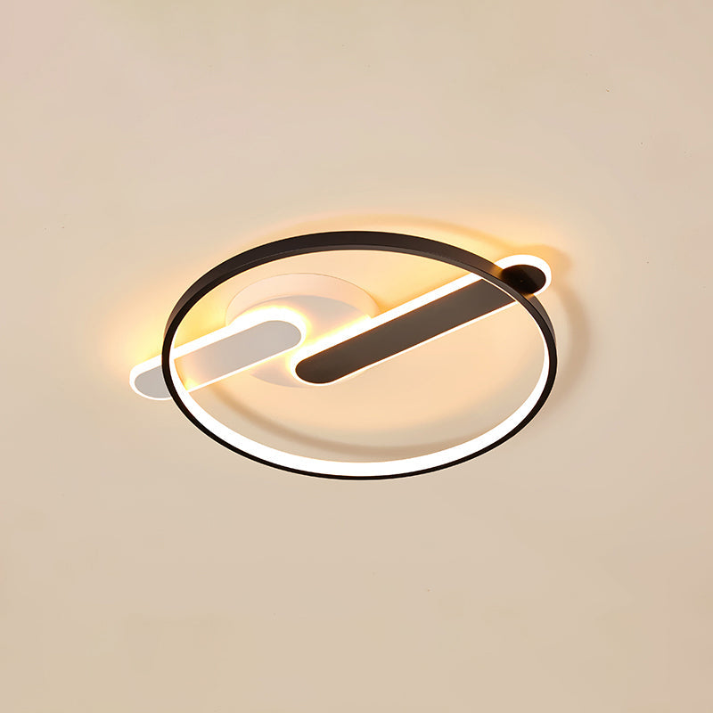 Modern Circle LED Flush Light in Black and White for Corridors - Sleek Minimalist Design