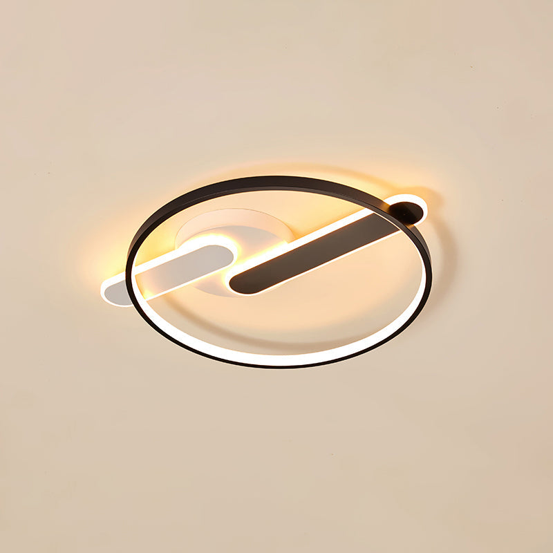 Modern Circle LED Flush Light in Black and White for Corridors - Sleek Minimalist Design