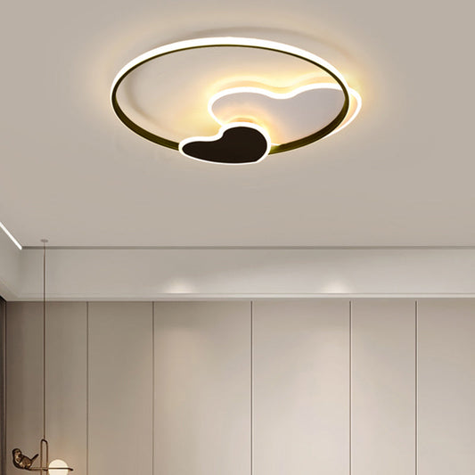 Heart-shaped LED Ceiling Light with Black & White Acrylic and Metal Rim