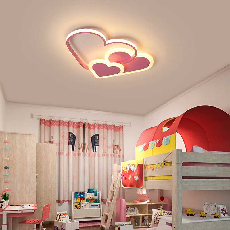 Contemporary Acrylic LED Flush Ceiling Light Fixture - Loving Heart Design for Bedrooms