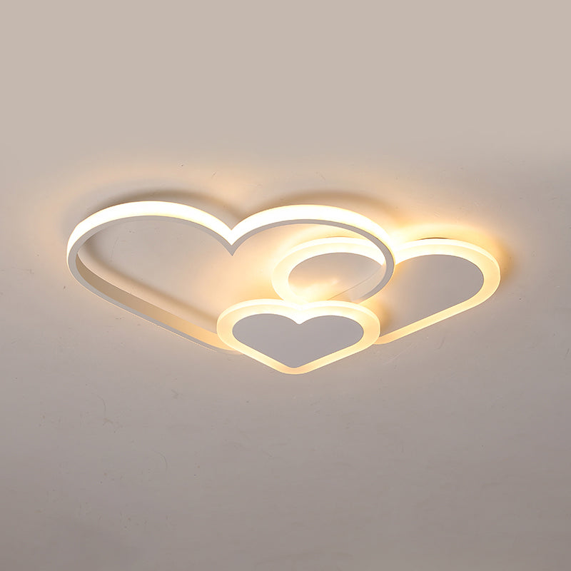 Contemporary Acrylic LED Flush Ceiling Light Fixture - Loving Heart Design for Bedrooms