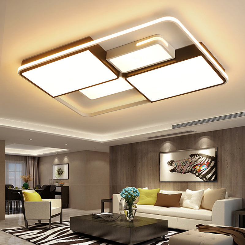 Contemporary Acrylic LED Ceiling Light for Living Room in Black-White