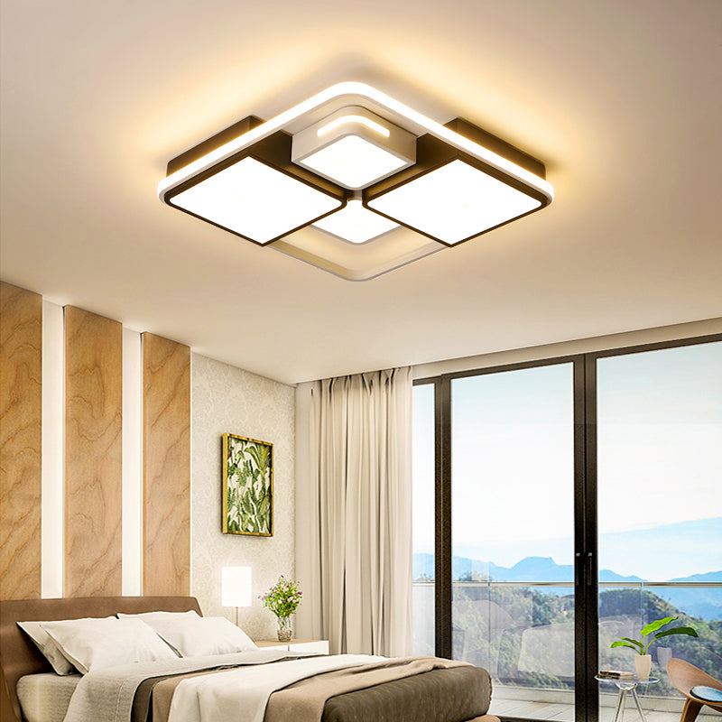 Contemporary Acrylic LED Ceiling Light for Living Room in Black-White