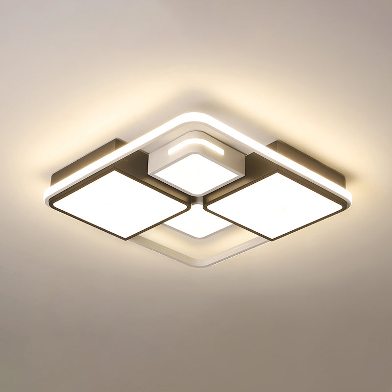 Contemporary Acrylic LED Ceiling Light for Living Room in Black-White