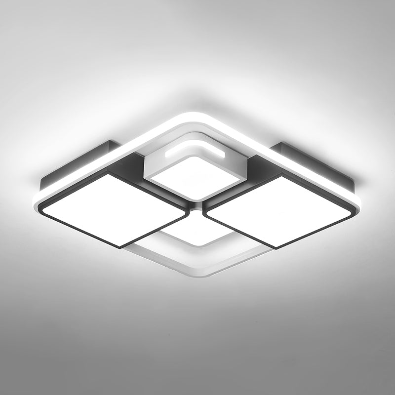 Contemporary Acrylic LED Ceiling Light for Living Room in Black-White
