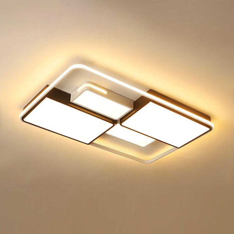 Contemporary Acrylic LED Ceiling Light for Living Room in Black-White
