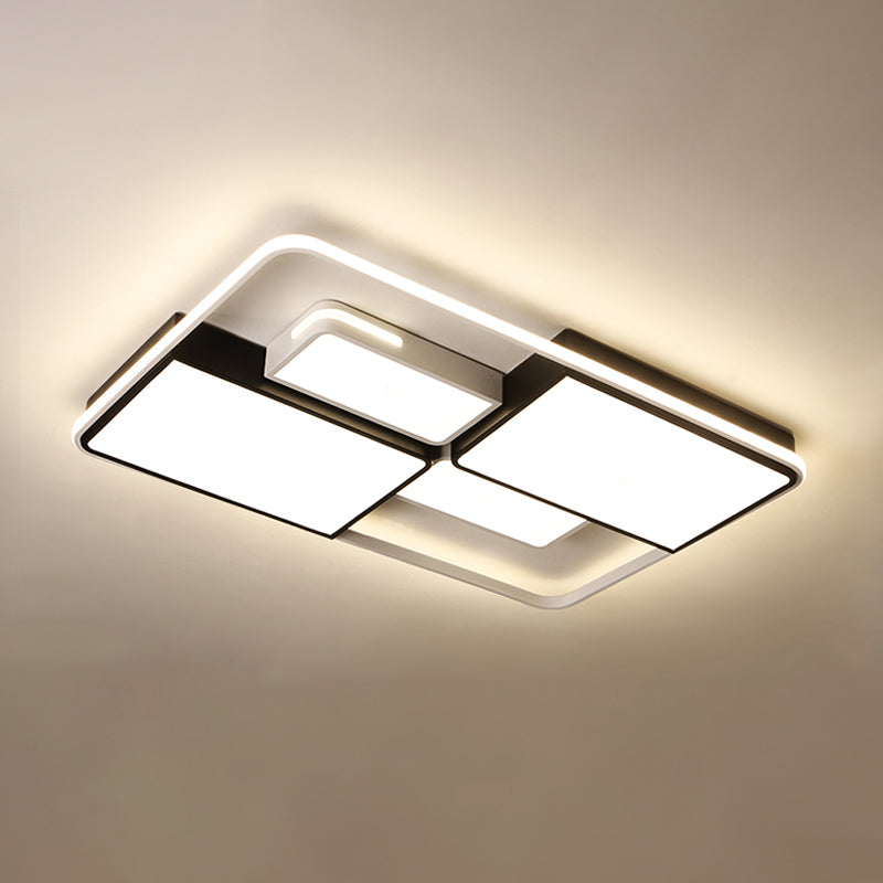 Contemporary Acrylic LED Ceiling Light for Living Room in Black-White