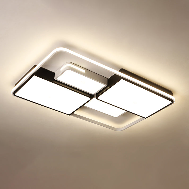 Contemporary Acrylic LED Ceiling Light for Living Room in Black-White