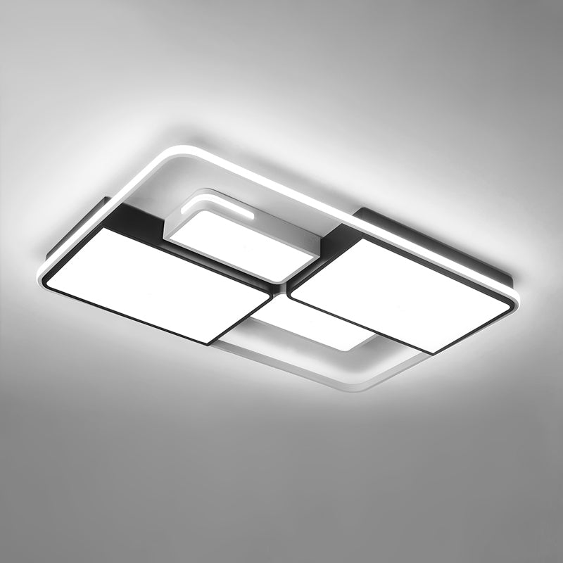 Contemporary Acrylic LED Ceiling Light for Living Room in Black-White