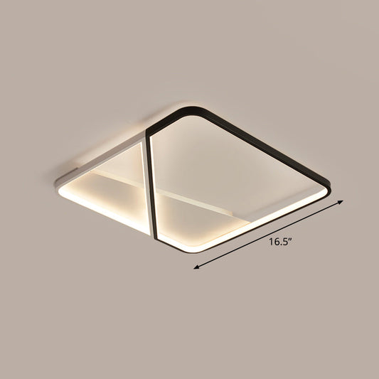 LED Metal Square Flush Mount Ceiling Lamp for Bedroom - Simple Black-White Style