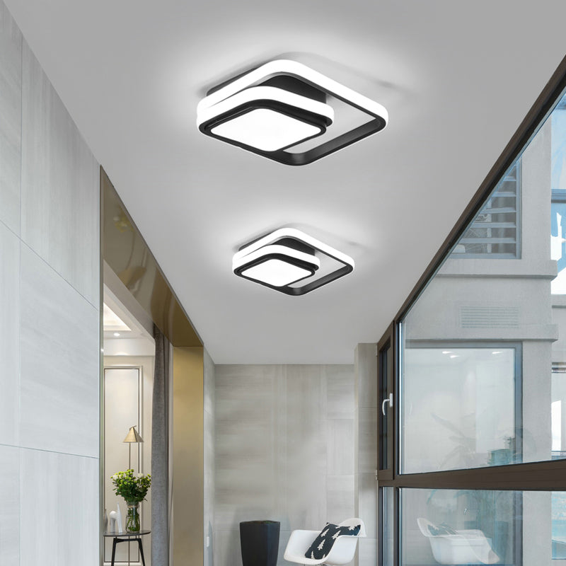 Modern Black Aluminum LED Flush Mount Ceiling Light for Foyer