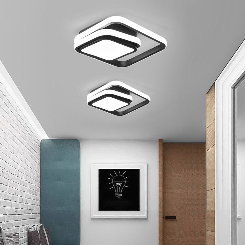 Modern Black Aluminum LED Flush Mount Ceiling Light for Foyer