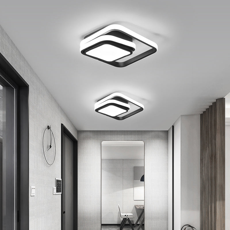 Modern Black Aluminum LED Flush Mount Ceiling Light for Foyer