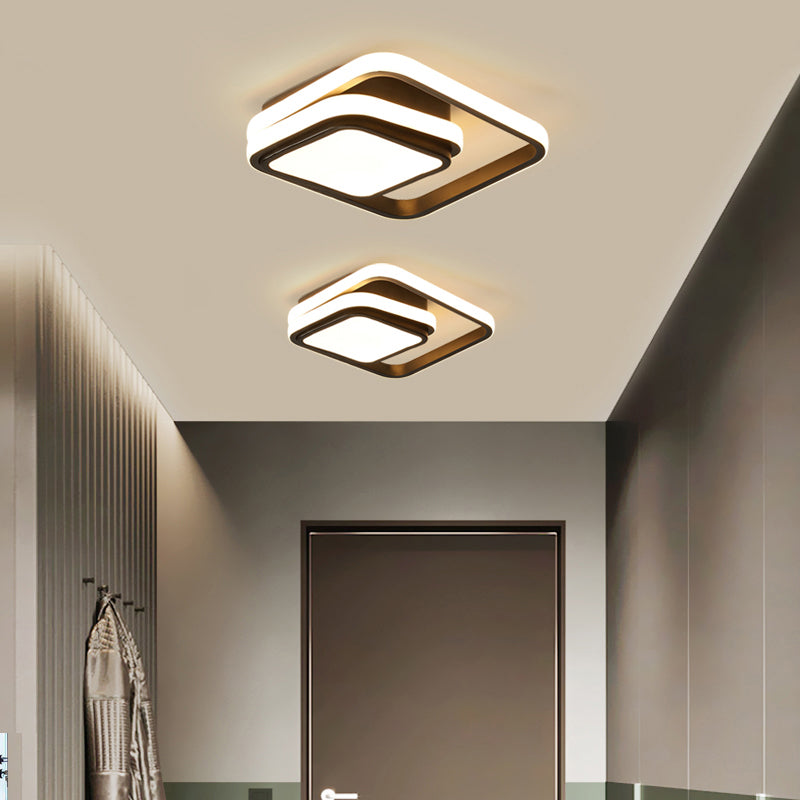 Modern Black Aluminum LED Flush Mount Ceiling Light for Foyer