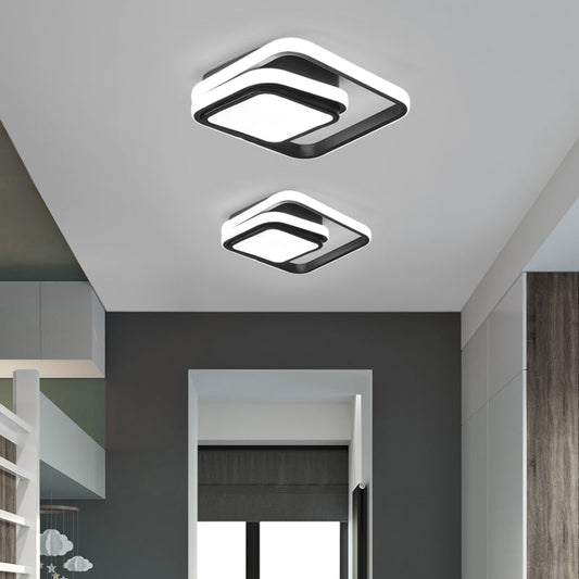 Modern Black Aluminum LED Flush Mount Ceiling Light for Foyer
