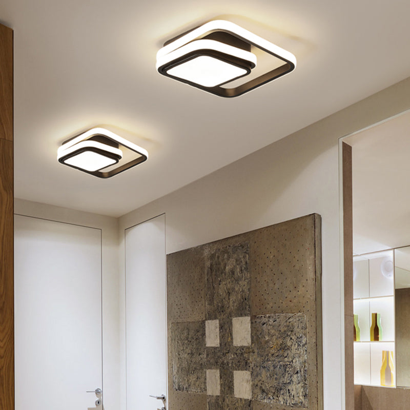 Modern Black Aluminum LED Flush Mount Ceiling Light for Foyer