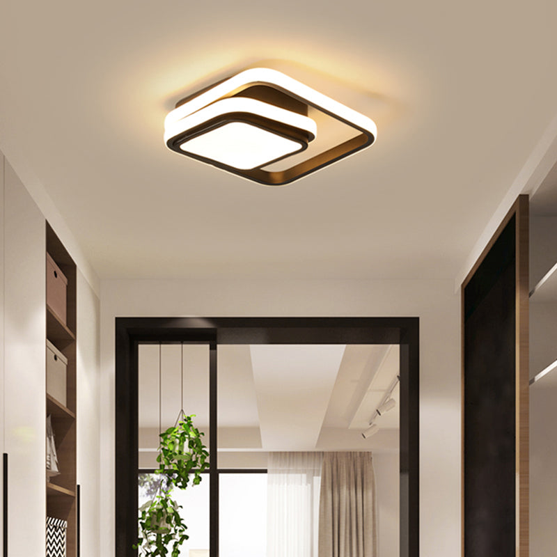 Modern Black Aluminum LED Flush Mount Ceiling Light for Foyer