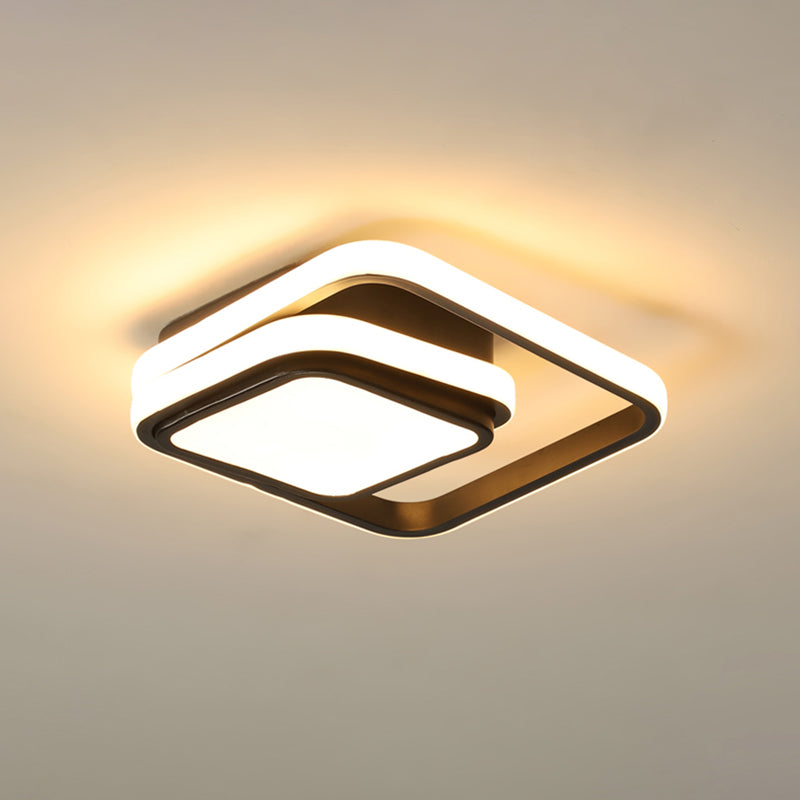 Modern Black Aluminum LED Flush Mount Ceiling Light for Foyer