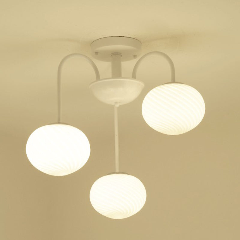 Plafonnier LED nordique en verre opale pour salle à manger