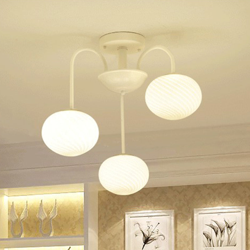 Plafonnier LED nordique en verre opale pour salle à manger