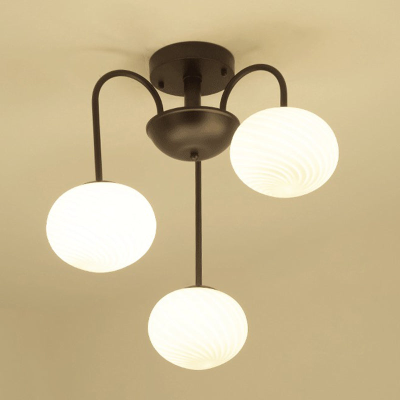 Plafonnier LED nordique en verre opale pour salle à manger