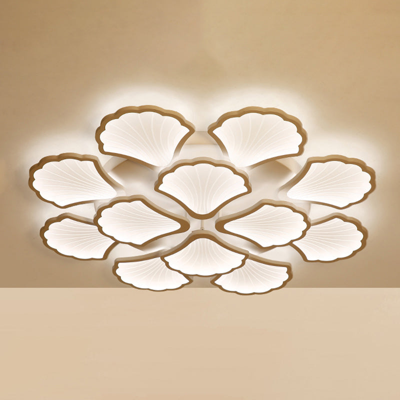 Modern White LED Ginkgo Leaf Ceiling Light for Living Room
